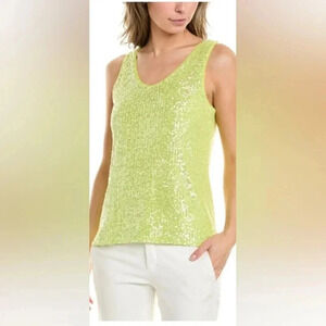 Anne Klein NWT Sleeveless Sequined Bright Green  Tank Size Medium